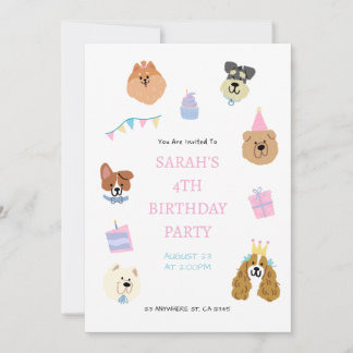 Convite de Aniversário de Pet Fofo Colorido