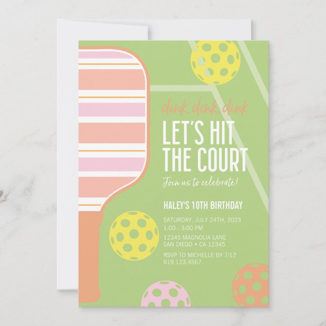 Convite de aniversário De Pickleball ・ Dink Dink (Frente)