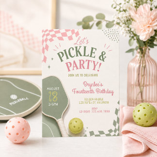 Convite de Aniversário de Pickleball | Pink Sage P