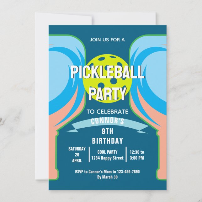 Convite de aniversário de Picleball divertido para (Frente)