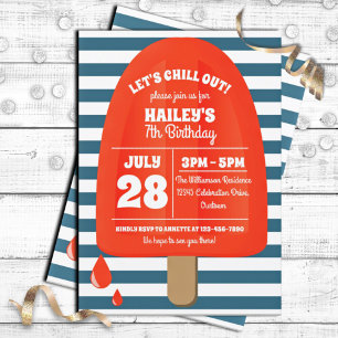 Convite de aniversário de picolé vermelho