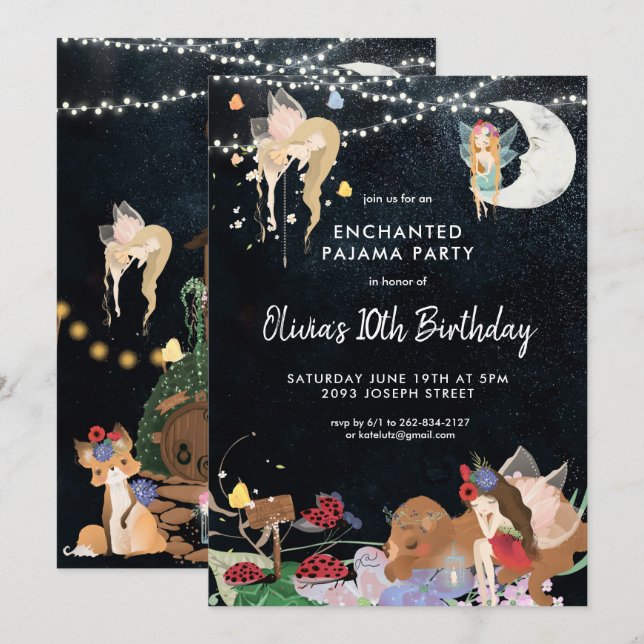 Convite de Aniversário de Pijama para Festa do Son (Frente/Verso)