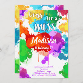 Convite de aniversário de pintura colorida