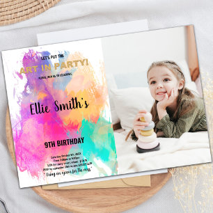 Convite de Aniversário de Pintura com Foto