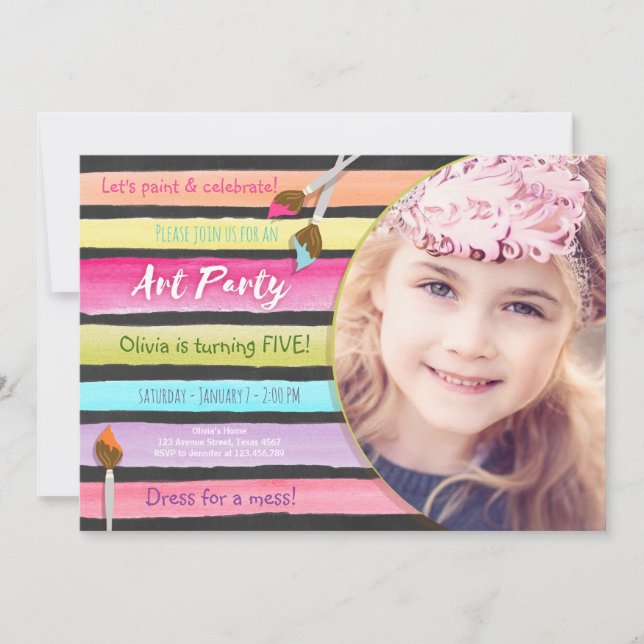 Convite de aniversário de Pintura do Partido Chalk (Frente)