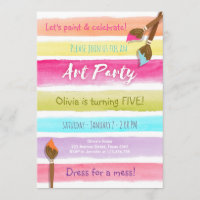 Convite de aniversário de Pintura do Partido Rainb