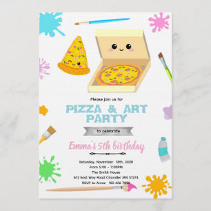 Convite de Aniversário de Pintura e Pizza