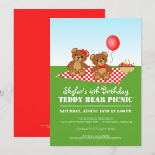 Convite de aniversário de Piquenique do Urso de T