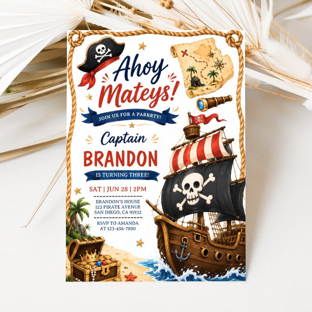 Convite de Aniversário de Pirata (Criador carregado)