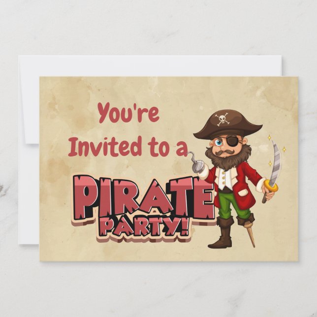 Convite de aniversário de Pirata de Nome Personali (Frente)