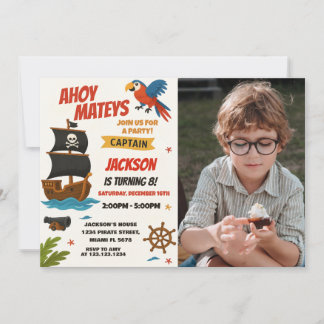 Convite de aniversário de pirataria personalizado