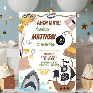 Convite de aniversário de piratas