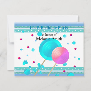 Convite de Aniversário de Pirulitos e Doces