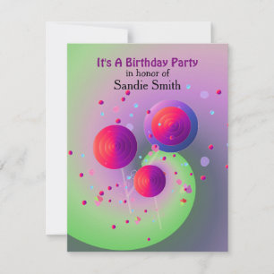 Convite de Aniversário de Pirulitos e Doces