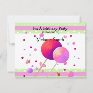 Convite de Aniversário de Pirulitos e Doces