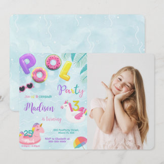 Convite de aniversário de piscina, Convite de foto