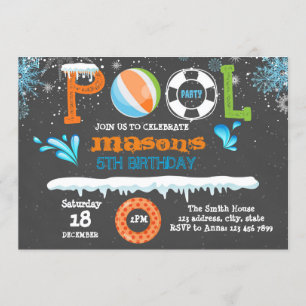 Convite de aniversário de piscina de inverno