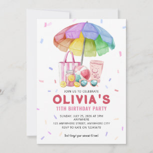 Convite de Aniversário de Piscina em Aquarela