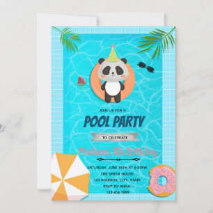 Convite de aniversário de piscina Panda