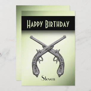 Convite de aniversário de pistolas cruzadas