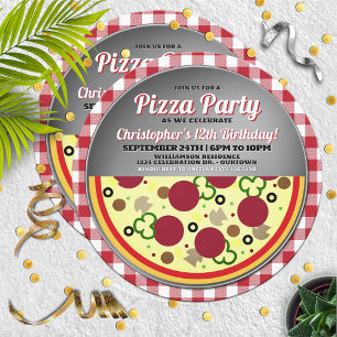 Convite de aniversário de pizza