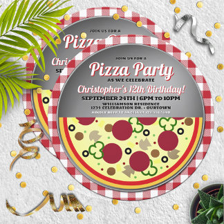 Convite de aniversário de pizza