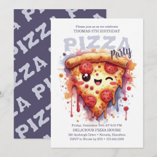 Convite de aniversário de pizza