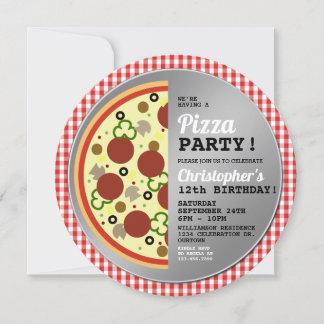 Convite de aniversário de pizza
