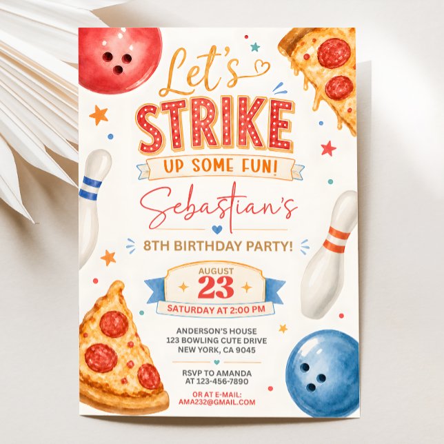 Convite de Aniversário de Pizza Boliche (Criador carregado)
