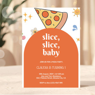 Convite de Aniversário de Pizza Moderna