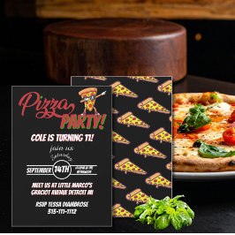 Convite de Aniversário de Pizza | Tema Fatia Diver