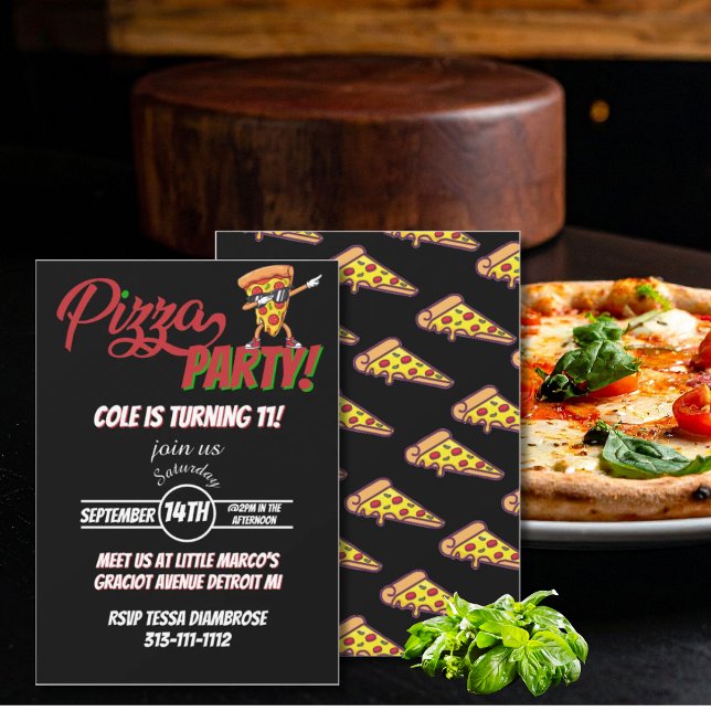 Convite de Aniversário de Pizza | Tema Fatia Diver (Criador carregado)