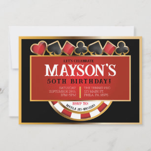 CONVITE DE ANIVERSÁRIO de placas de POKER CASINO