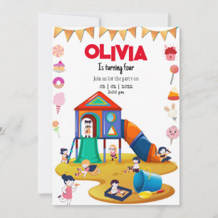 Convite de aniversário de playground interior