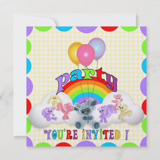 Convite de Aniversário de Plushie Animal Kid (Frente)