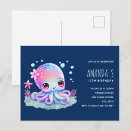 Convite de Aniversário de Polvo Criatura Marinha F