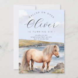 Convite de Aniversário de Pônei Shetland