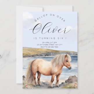 Convite de Aniversário de Pônei Shetland