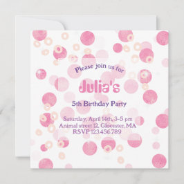 Convite de aniversário de pontos cor-de-rosa Paste