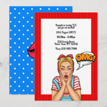 Convite de Aniversário de Pop Art em Quadrinhos