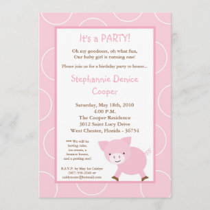 Convite de aniversário de Porco Rosa de Fazenda 5