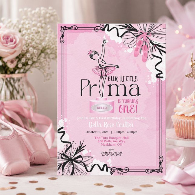 Convite de Aniversário de Prima Ballerina (Prima Ballerina Birthday Invitation )