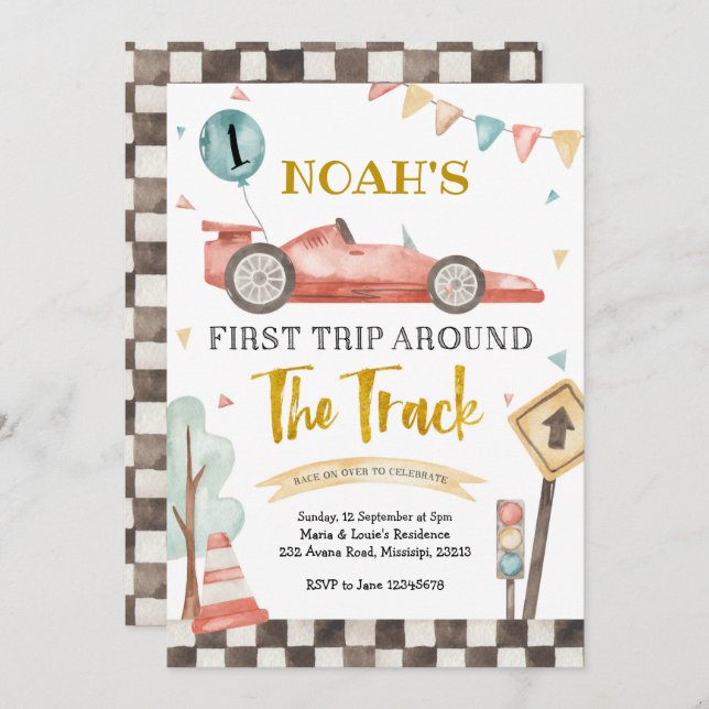 Convite de Aniversário de Primeira Corrida de Meni (Frente/Verso)