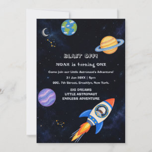 Convite de Aniversário de Primeira Viagem Espacial