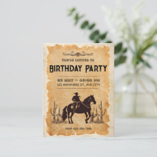 Convite de Aniversário de Primeiro Ano de Cowboy W