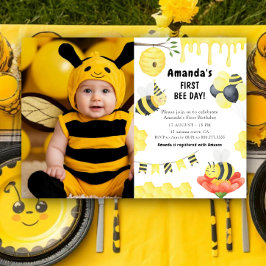 Convite de Aniversário de Primeiro Dia do Bee com 
