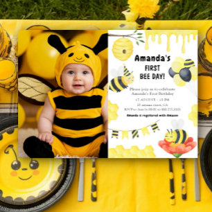 Convite de Aniversário de Primeiro Dia do Bee com 