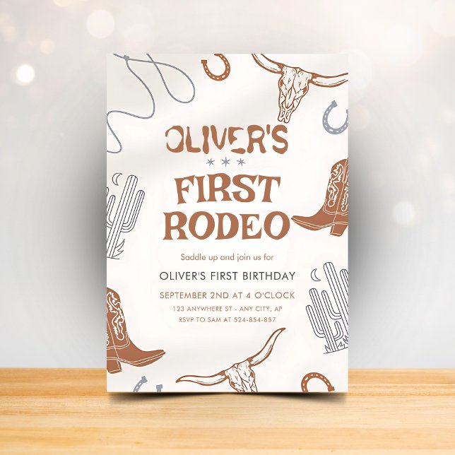 Convite de Aniversário de Primeiro Rodeio para Men (Criador carregado)