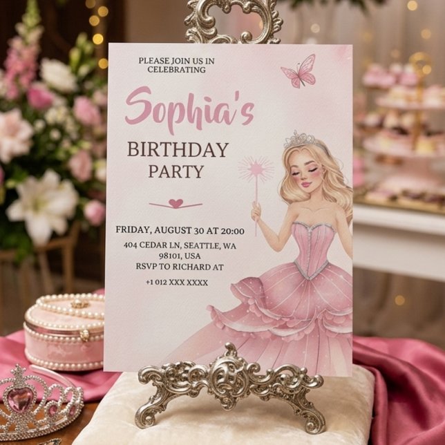 Convite de Aniversário de Princesa (Criador carregado)