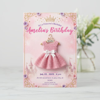 Convite de Aniversário de Princesa com Vestido de 